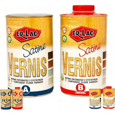 ER-LAC Βερνίκι Πατώματος Δυο Συστατικών Vernis Σατινέ 1lt + 1lt