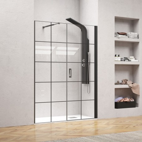Καμπίνα από τοίχο σε τοίχο με frame κρύσταλλο NERO 6 PORTA Black KARAG